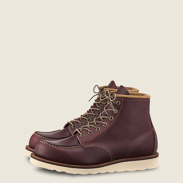 Red Wing Mens Heritage Boots - Classic Moc - 6-inch Mesa Leather - Burgundy - JOG329608